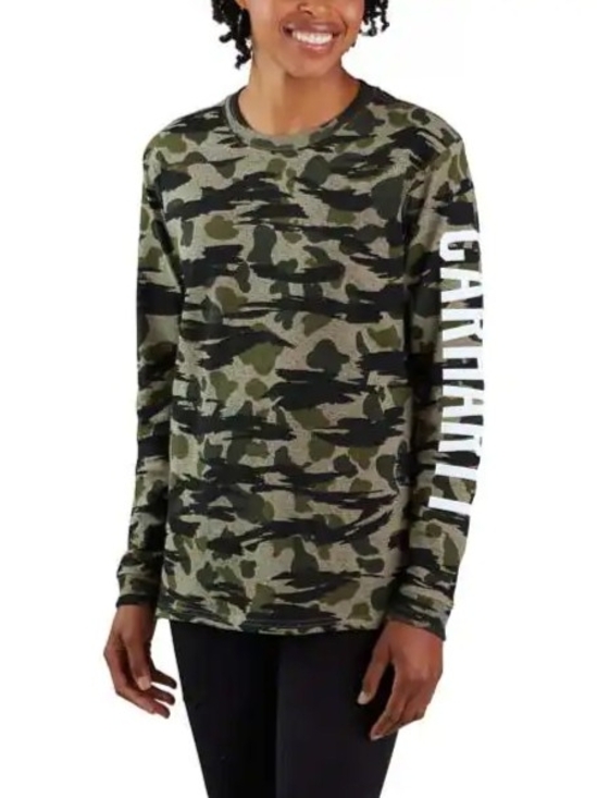 Carhartt Tops - 🆕️ Carhartt Women's Camo Long Sleeve Logo Graphic T-Shirt
